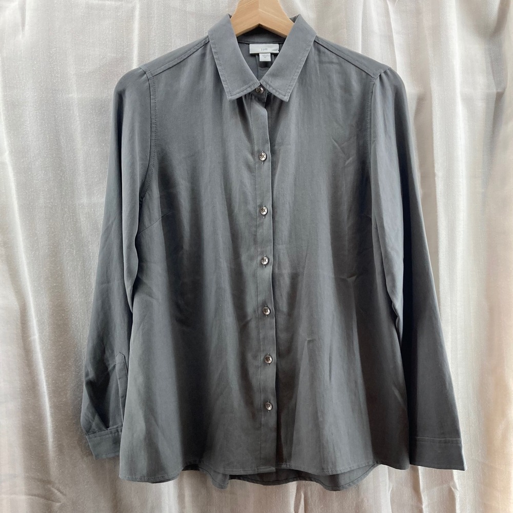 J.Jill XS Gray Button Down Long Sleeve Shirt Classic Relaxed Fit